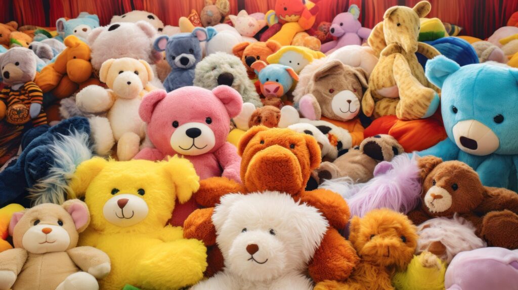 une multitude de peluches entassées