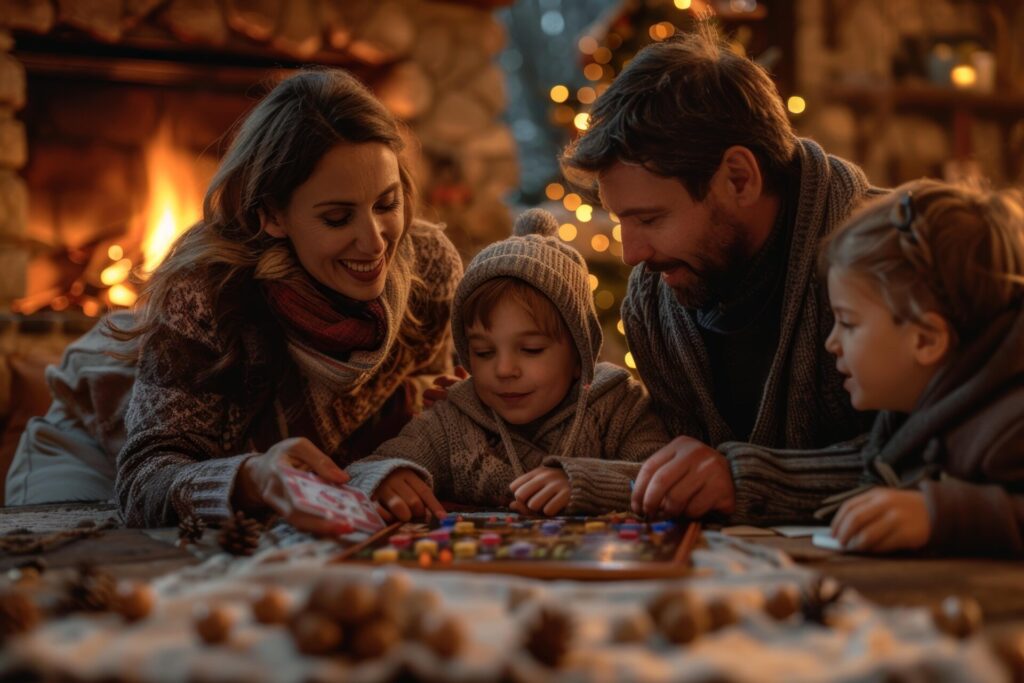 famille qui joue à un jeu de société