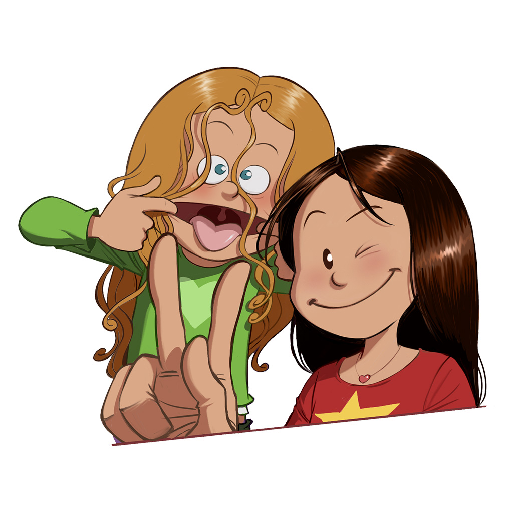 alt="Grimaces de Wendy et Marine"